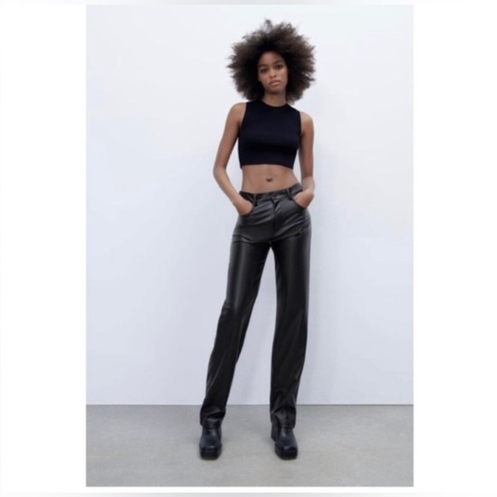 Zara Straight Leg Faux Leather Pants